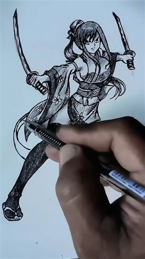 Drawing Erza Scarlet in Kimono | Fairy Tail Fan Art #shorts