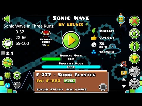 (New Hardest Progress) Sonic Wave in Three Runs // Geometry Dash 2.2