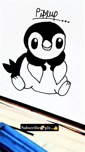 how to draw a cartoon(piplup pokemon)🎨🖌#pokemonart#shorts#youtubeshorts #sketchbook#drawing