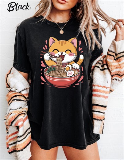 Ramen Cat T-shirt: Kawaii Anime Graphic Tee - Comfort Colors® - Etsy