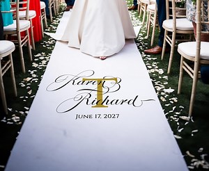 Custom Monogram Wedding Aisle Runner: Black & White, Vinyl or Paper - Etsy