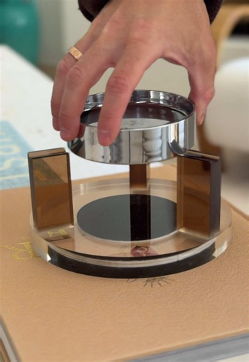 Magnetic Floating Lucite Ashtray with Smoked Feet