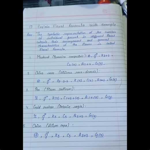 # biology 👉 floral formula with example 👈