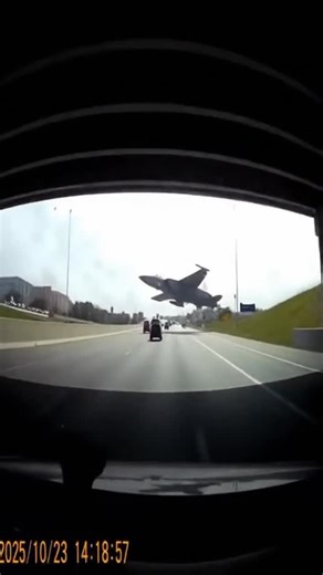 Ai Incidents on Instagram: "1080p dashcam footage from inside a car — fighter jet flying too low slams into a highway overpass, concrete chunks raining down, massive explosion ahead, car brakes screech, windshield reflections of fire, authentic dashcam timestamp."