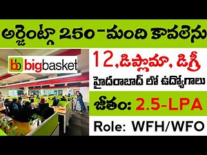 Hyderabad Bigbasket Company Job Vacancies || 250+Job Openings || Latest Hyderabad Jobs