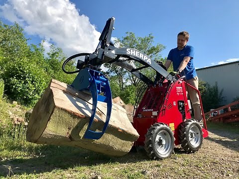 The Mini loader for Arborists. Sherpa 100 Compact Loader with Log Grab
