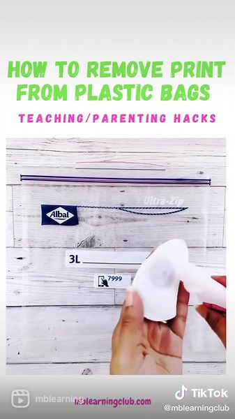 How to remove print from plastic bags #toddlermum #earlyyearsideas #momhacks #momhack #momsoftiktok #diy #teacherhack #parentinghacks #teachertips