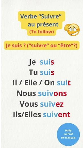 "Apprends le verbe 'suivre' au présent (to follow) 🇫🇷 #Conjugaison #ApprendreLeFrançais #VerbeSuivre