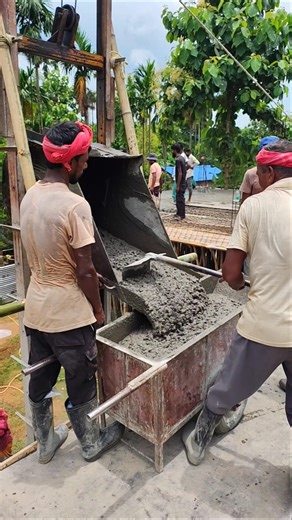 full roof casting using mudha and trolley #construction