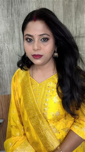 Saraswati Puja Makeup tutorial with Yellow dress 💛💛💛 #makeuptutorial #shortvideo #saraswatipuja