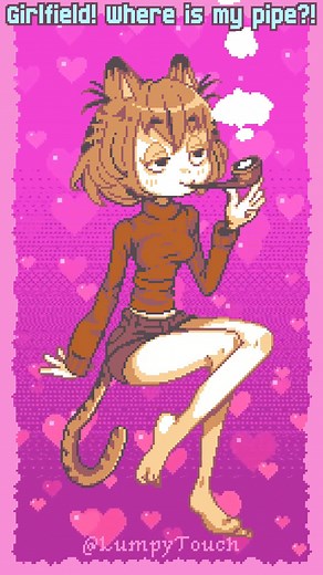 Lumpy on Instagram: "Girlfield! Where is my pipe? #drawing #art #gaming #memes #retro #game #games #lumpytouch #pixelart #sprites #garfield #anime #oc #cute #cat #catgirl"