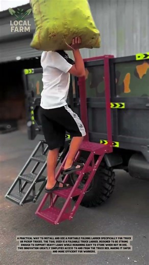 Ingenious Truck Bed Access! Easy Foldable Ladder System
