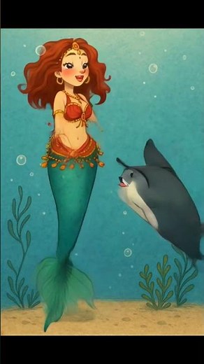 Little Mermaid Girl Belly Dancing With Manta #shorts