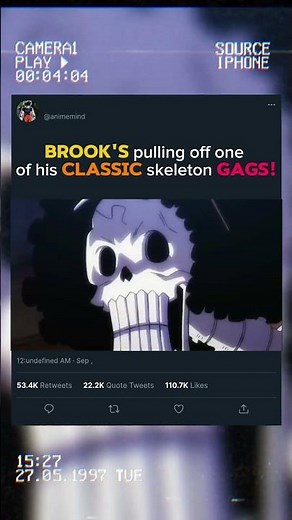 Brook's pulling off one of his classic skeleton gags! #onepiece #anime