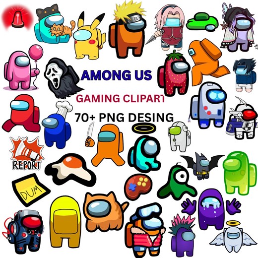 Among Us Gaming Clipart PNG Bundle | Crewmate Cartoon Gamer Designs (digital Download) - Etsy