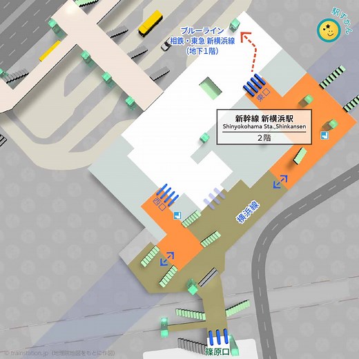 新幹線 新横浜駅｜構内図 東海道新幹線わかりやすい地図と写真 - 駅ずかん