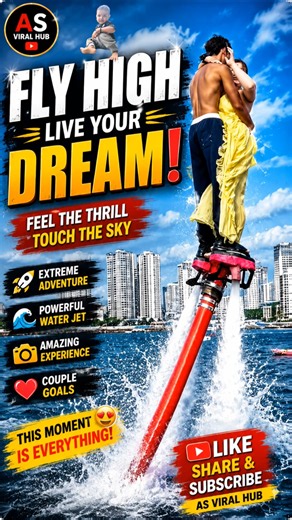 YouTube Shorts Title: 💖 Couple Flyboarding in the Sky! 😍 Amazing Water Jet Adventure 🌊#shorts