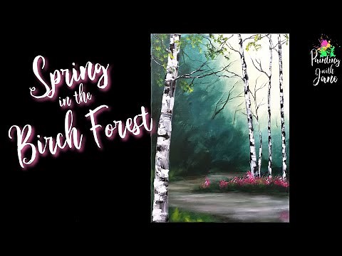 Spring in the Birch Forest - Step-by-Step Acrylic Painting on Canvas for Beginners