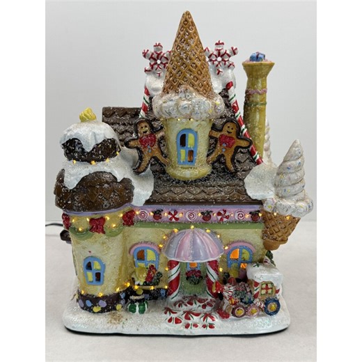 Vintage 2004 Fiber Optic Gingerbread House Christmas Village Candy Ice Cream Cone - Etsy