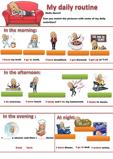 My daily routine online worksheet for first grade