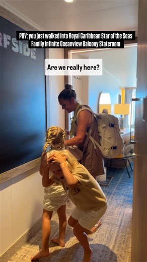 Twins by the Beach on Instagram: "When you have to pinch yourself to make sure this isn’t a dream 😂🛳️ @royalcaribbean This family room is AMAZING!!! Bunk beds, split bathroom and a balcony, don’t wake us up!#staroftheseas #firstlook #royalpartner #cruise #roomtour #twins #cruisin #family #travel #familyroom #familytravel #boygirltwins #thisisthelife"
