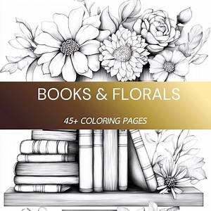 Book Lover Coloring Pages | 48 Pages | Floral, Shelves | Digital Download | Printable PDF | V.2 - Etsy