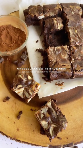 Anastasia D’Amario | High Protein Recipes on Instagram: "EASY CHEESECAKE SWIRL BROWNIES 🍫 ⤵️ be sure to FOLLOW @fitfoodiestasia for more healthy recipes! ♥️ with only 102 cals + 4g of protein per square, these decadent brownies are made with good for you ingredients to keep your sweet tooth satisfied and your fitness goals on track! 🔥 FOLLOW + COMMENT “BROWNIE” for the recipe sent to your DMs! • #easyrecipe #easyrecipes #healthydessert #easydessert #brownies #healthybrownies #highproteinlowcar