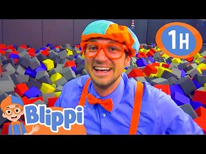 Blippi Visits an Indoor Trampoline Park (Boom Shaka)! | 1 HOUR OF BLIPPI TOYS! - Videos For Kids