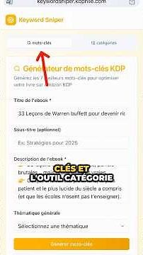 Cet outil te donne tes 7 meilleurs mots-clés KDP et tes 3 meilleures catégorie pour ton ebook 🎯🤖