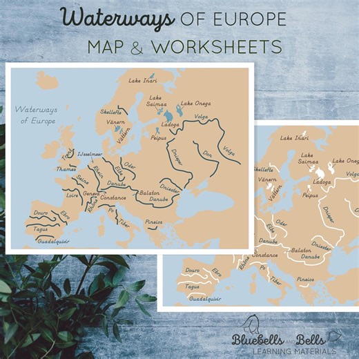 Waterways of Europe Map Worksheets - Etsy