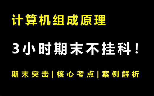 《计算机组成原理》3小时期未速成不挂科!!!全集免费+考前突击+期末突击|核心考点|案例分析