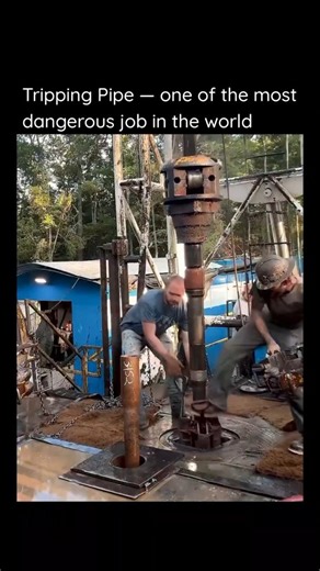 Kshana (Kṣaṇa) on Instagram: "This operation, called tripping pipe, involves pulling a massive drill string from deep underground and breaking it apart one heavy steel joint at a time. Each segment weighs hundreds of pounds, held together under extreme pressure, and the moment it breaks loose it can snap violently with enough force to seriously injure anyone nearby. Even with modern equipment, this job still depends on timing, strength, and split-second teamwork. Hours of nonstop lifting, lockin