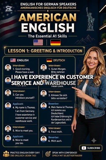 🇺🇸 Job Interview auf Englisch – Lektion 1: Begrüßung & Vorstellung