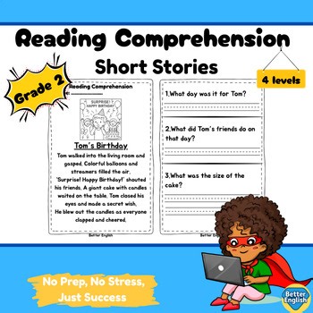 Reading Comprehension Stories for Grade 2 – 4 Levels, 40 Passages