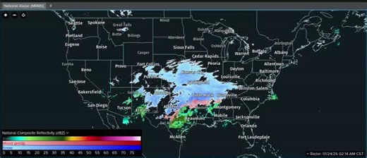 weatherTAP on Instagram: "Winter Storm Status Update: Saturday, January 24, 2026 9:00 AM CST There is a distinct split in precipitation types. Moderate to heavy snow is falling on the northern side from the Central Plains eastward to Tennessee. Meanwhile, the southern flank (Ark-La-Tex to northern Mississippi) is seeing a dangerous mix of sleet and freezing rain. You can see the different winter precip types on this RadarLab X loop of the National MRMS from 2:00 AM CST to 9:00 AM CST. Significan