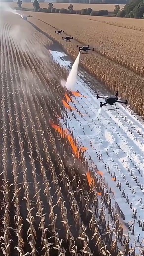 Sequential Drone-Based Foam Deployment Progresses Along Active Fire Front