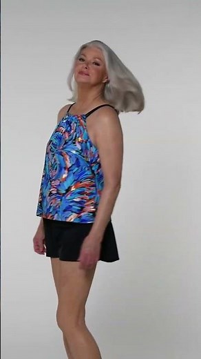 Maxine Women's Feathers and Flair High Neck Tankini Top | SwimOutlet.com