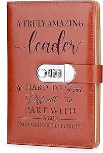 Boss Appreciation Gift Leather Combination Lock Notebook Mentor Leader Journal Combination Lock Notebook Mentor Leader Farewell Gifts for Boss Leader Mentor (a truly amazing leader)