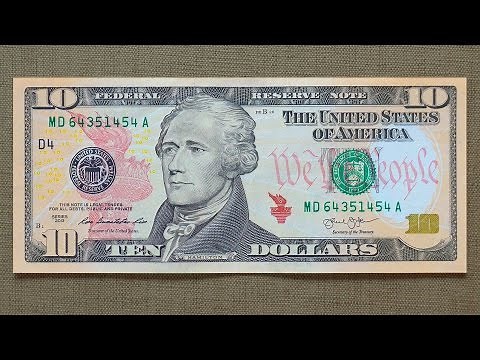 10 US Dollars Banknote (Ten Dollars USA: 2013) Obverse & Reverse
