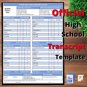 High School Transcript Editable Fillable Template, Homeschool Transcript Template, Printable Homeschool Records Transcripts - Etsy
