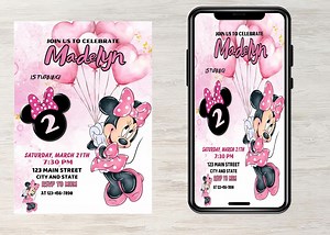 Editable Minnie Mouse Birthday Invitation,video Invitations, Smartphone,digital Download, Printable Invitation, Minnie Mouse Canva Template - Etsy Canada