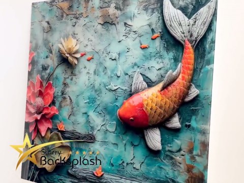 Rustic Kitchen Glass Backsplash, Clay Pot, Spices, Red Peppers, Farmhouse Art Splashback Tile - Etsy