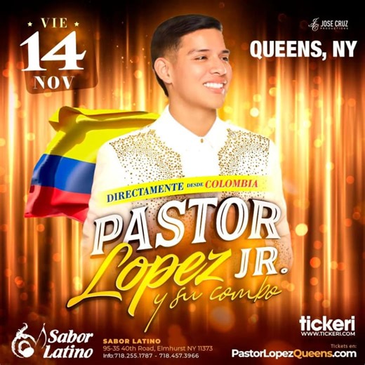 Pastor Lopez jr en concierto en Queens in Queens - Tickets 2025-11-14 | Sabor Latino