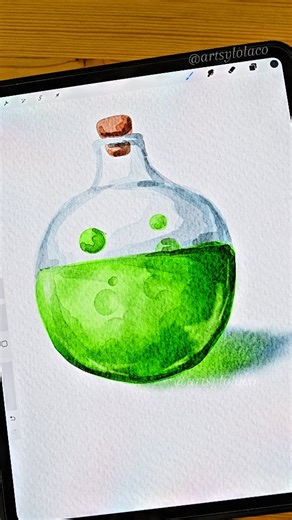 Simple Poison Potion ☠️ Used: Ultimate Watercolor Bundle Edition by Artsy Lola Co. Exact brushset, washi tape and canvases are available at our Website for Procreate. #procreate #procreatebrushes #digitalwatercolor #drawingreels #watercolor #ipad #procreateart #dailydrawing #artreels #illustration #procreatebrushset #procreatetips #procreatetutorial #artist #paintingoftheday #watercolorsketch #drawingtutorial #halloween #poison #potion | Artsy Lola Co