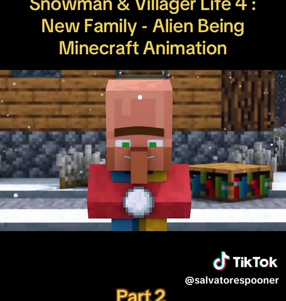 Snowman & Villager Life 4 : New Family - Alien Being Minecraft Animation part 2 #fyp #viral #usa #trending #minecraft