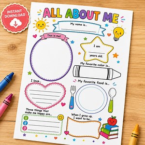 All About Me Worksheet Printable | Back to School Classroom Activity | Preschool Kindergarten| Get to Know Me | First Day PDF - Etsy