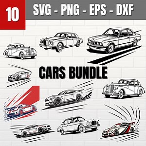 Car Svg Bundle, Retro Car Silhouette Svg, Sports Car Svg, Classic Car Vector, Clipart - Stickers Files, Laser Cut Files, Svg for Cricut,dxf - Etsy UK