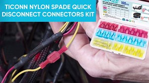 TICONN 100 Pcs Nylon Spade Quick Disconnect Connectors Kit, Electrical Insulated Terminals, Male and Female Spade Wire Crimp Terminal Assortment Kit