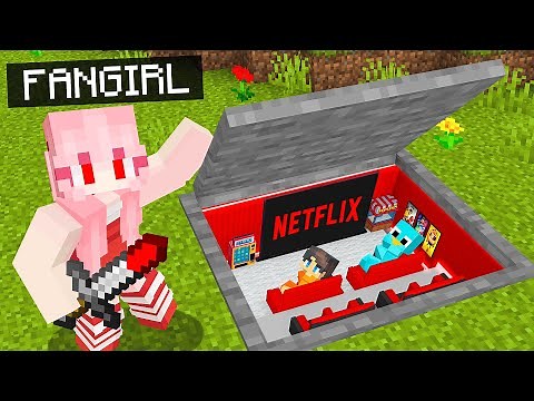 I Built a SECRET Movie Theater To Hide From Crazy Fan Girl in Minecraft