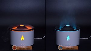 Mcbazel Volcano Humidifier Essential Oil Diffuser, 360mL Flame Air Diffuser Mist Diffuser Humidifier with Flame Light/Remote Control for Spa, Home, Office, Yoga, Bedroom, Gym